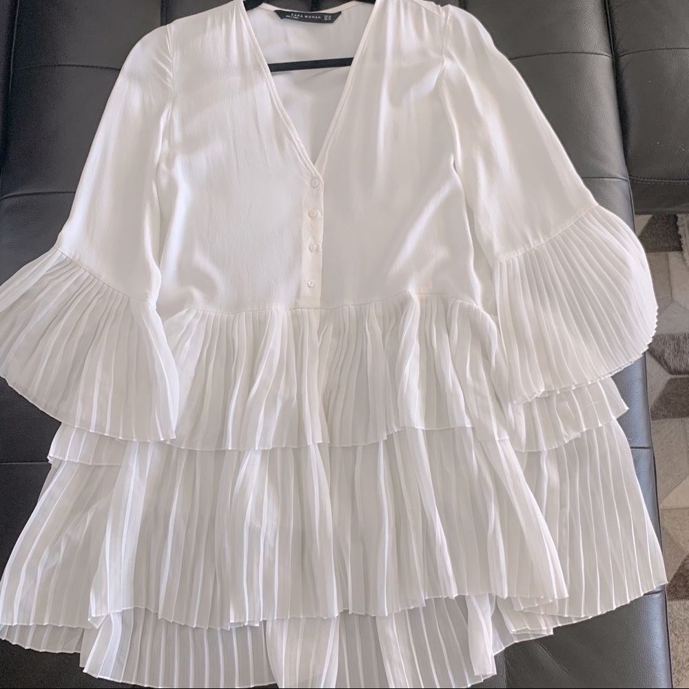 ZARA White Chiffon Dress